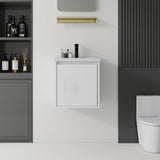 20" Floating Bathroom Vanity Combo With Wall Cabinet, Ceramic Sink & Soft Close Doors - White