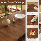 Dining Set With 4 Chairs, Table With Drawers & Open Shelf - Walnut