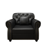 Sofa With Nailhead Trim And Rolled Armrests, Includes 1 Pillow - Black
