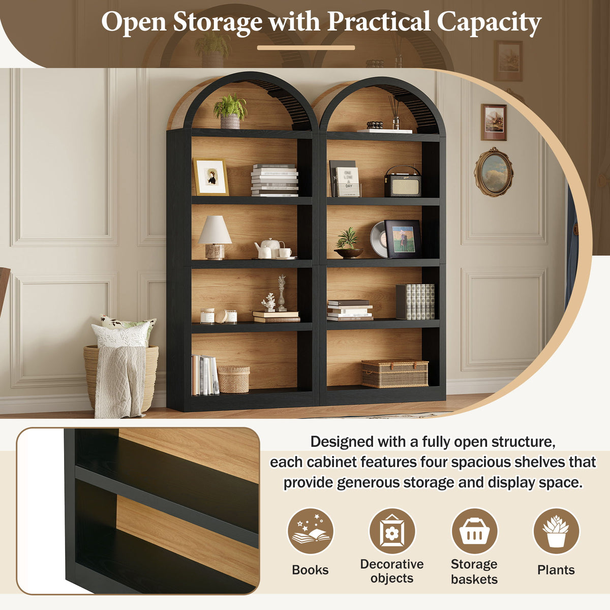 Freestanding Tall Bookshelves (Set of 2)