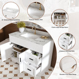 Bathroom Vanity Set, Fluted Cabinet, Soft Close Doors & Drawers, Sink Included - White