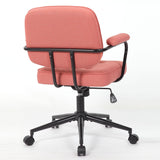 Office Swivel Desk Chair With Curved Armrest, Soft Upholstered Task Chair - Pink