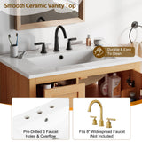 Modern Bathroom Vanity With Sink, Soft Close Drawers & Door, Storage Rack