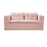 Multi Functional Sectional Sofa Bed With Independent Chaise Lounge And Functional Blanket, Convertible King Size Bed, Deep Seat - Baby Pink
