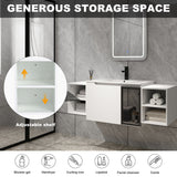 Wall Mounted Bathroom Vanity With Sink, Cabinet & Half Door