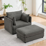 Oversized Deep Seat Accent Chair With Matching Storage Ottoman & Throw Pillows