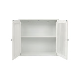 Louvered Double Door Wall Mounted Bathroom Cabinet - White