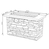 42-Inch Propane Gas Fire Pit Table 50,000 BTU Rectangular Concrete Fire Pit – Beige Multi