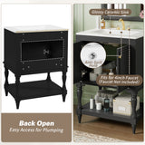 Modern Bathroom Vanity With Sink, Rectangular Cabinet With Open Shelf And Closed Storage