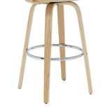 Daxton - Swivel Bar Height Round Back Wood Bar Stool With Faux Leather Seat