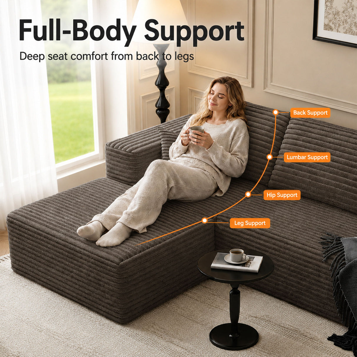 Modern L-Shaped Sectional Sofa With Left Facing Chaise