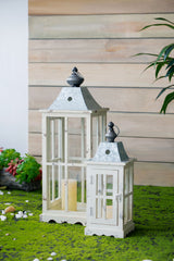 Wooden Candle Lantern Decorative, Hurricane Lantern Holder Decor For Indoor Outdoor, Home Garden - Ivory - Lanterns - Alpine Outlets