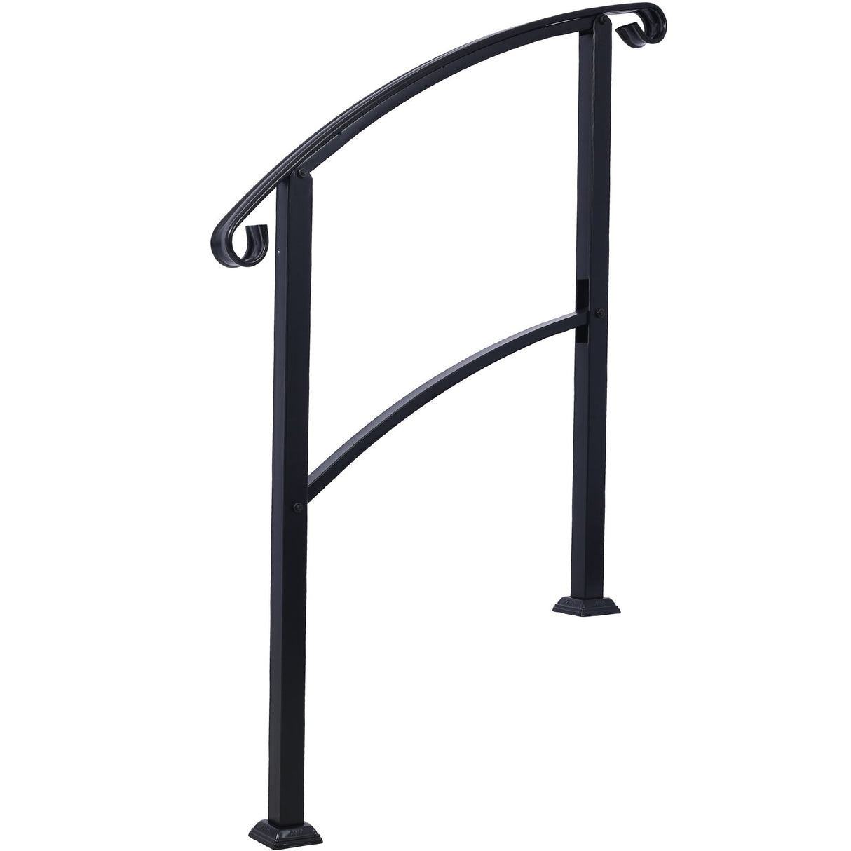 Handrails For Outdoor Steps, Fit 1 Or 3 Steps Outdoor Stair Railing, Flexible Front Porch Hand Rail, Transitional Handrails For Concrete Steps Or Wooden Stairs - Black - Outdoor Decor - Alpine Outlets