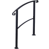 Handrails For Outdoor Steps, Fit 1 Or 3 Steps Outdoor Stair Railing, Flexible Front Porch Hand Rail, Transitional Handrails For Concrete Steps Or Wooden Stairs - Black - Outdoor Decor - Alpine Outlets