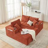 L - Shaped Sectional Sofa With Cup Holders & Side Pockets