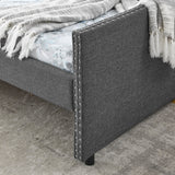 Upholstered Tufted Daybed With 2 Drawers, Waved Arms