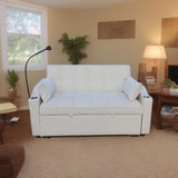 Modern Velvet Loveseat Futon Sofa With Pullout Bed, Adjustable Reclining Backrest, Toss Pillows