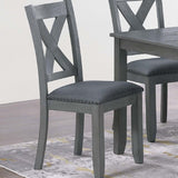 7 Piece Dining Room Furniture, Table And 6 Chairs Set - Gray