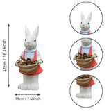 Whimsical Rabbit Statue Flower Pot Ornament, Garden Decor - Pink / White