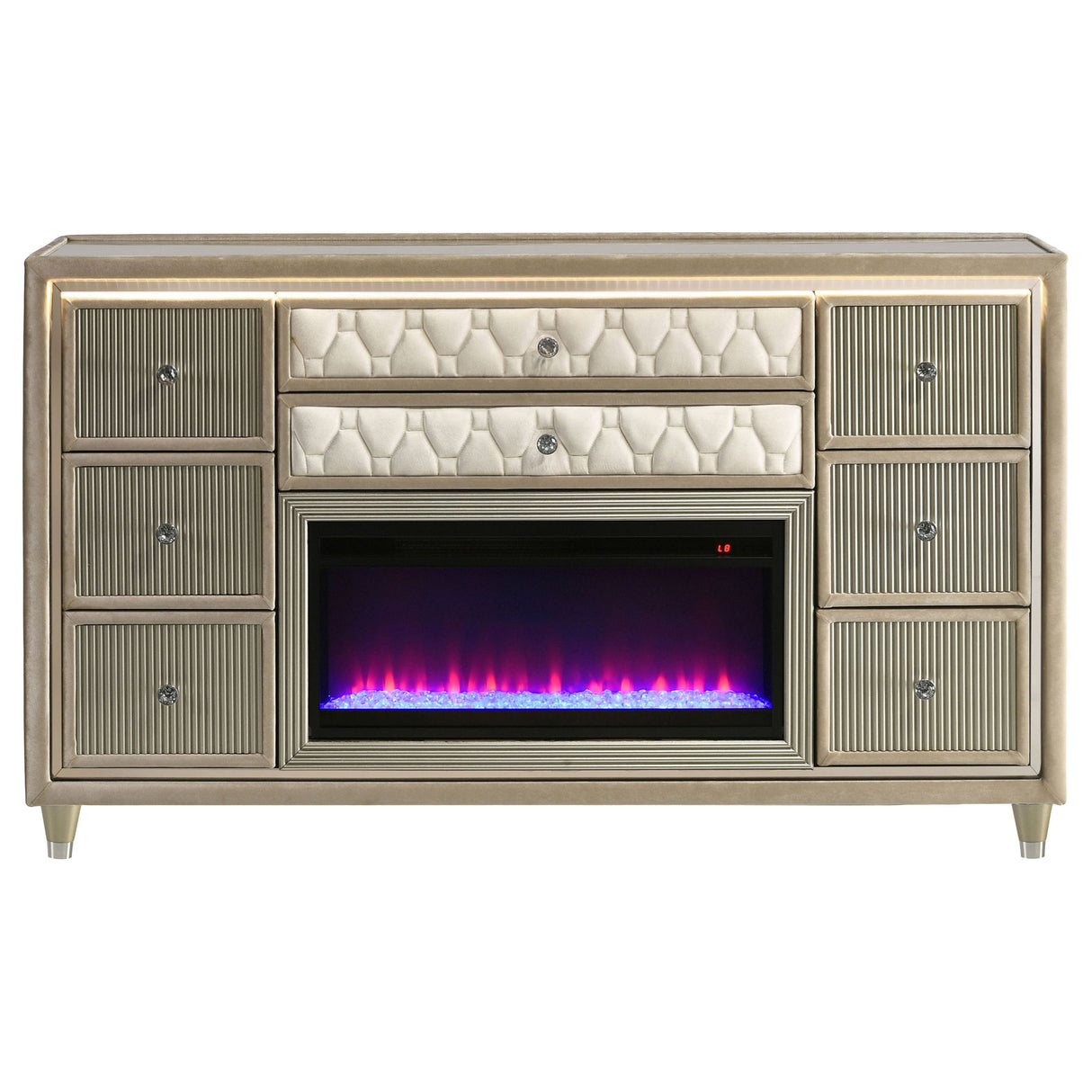 Mika - 8 Drawer LED Fireplace Dresser