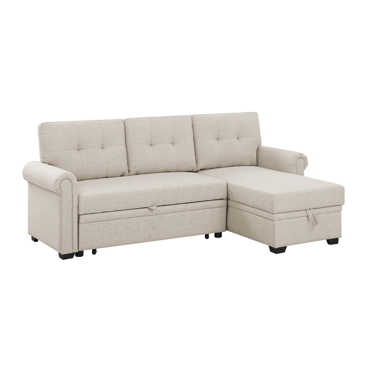 Upholstered Sleeper Sofa With Reversible Storage Chaise
