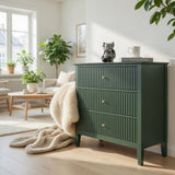 Fluted 3 Drawer Nightstand With Soft Close Slides
