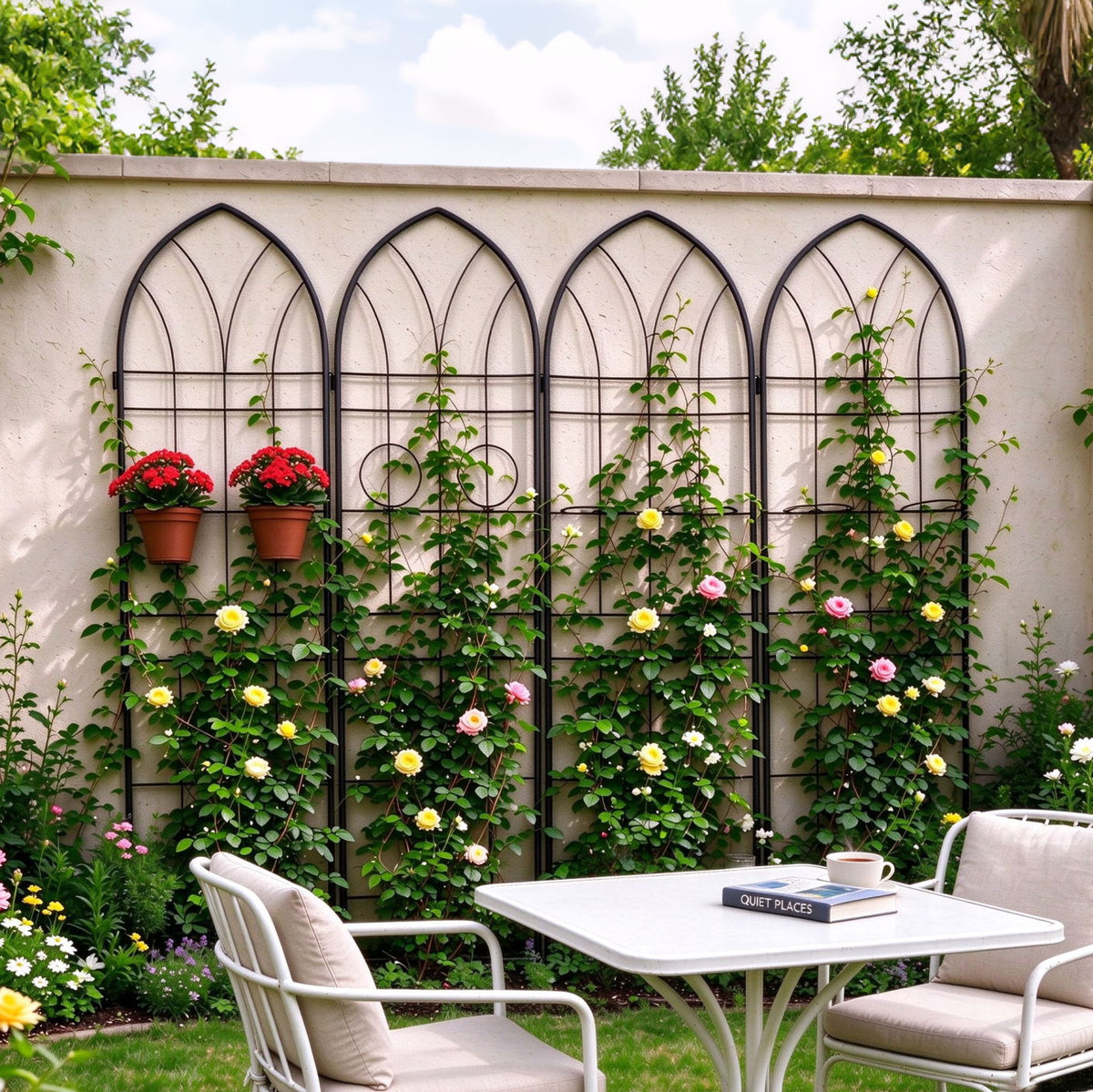 Metal Garden Trellis Rustproof Trellis For Climbing Plant, Outdoor Flower Support