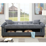 Adjustable Sofa With Hidden Storage And USB Port, Plush Cube Pattern Couch With Pillows - Gray