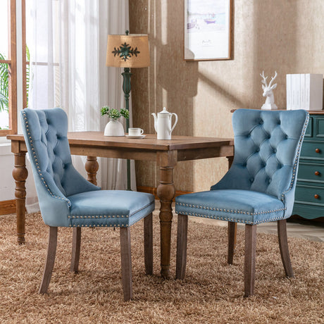 Nikki - Modern, High-End Tufted Solid Wood Contemporary Velvet Upholstered Dining Chair With Wood Legs Nailhead Trim (Set of 2) - Chair Sets - Alpine Outlets