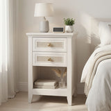 Nightstands With 2 Drawers, Bedside Tables For Small Spaces (Set of 2) - White