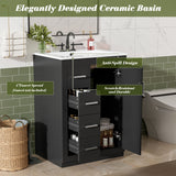 Bathroom Vanity With Integrated Sink, Rectangular Cabinet With 1 Door And 3 Drawers