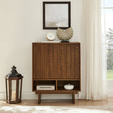 Sideboard Buffet Cabinet With Grille Slat Design With 3 Doors And Adjustable Shelves