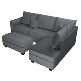 Modern Style Sectional Set With USB Port, Storage Ottoman