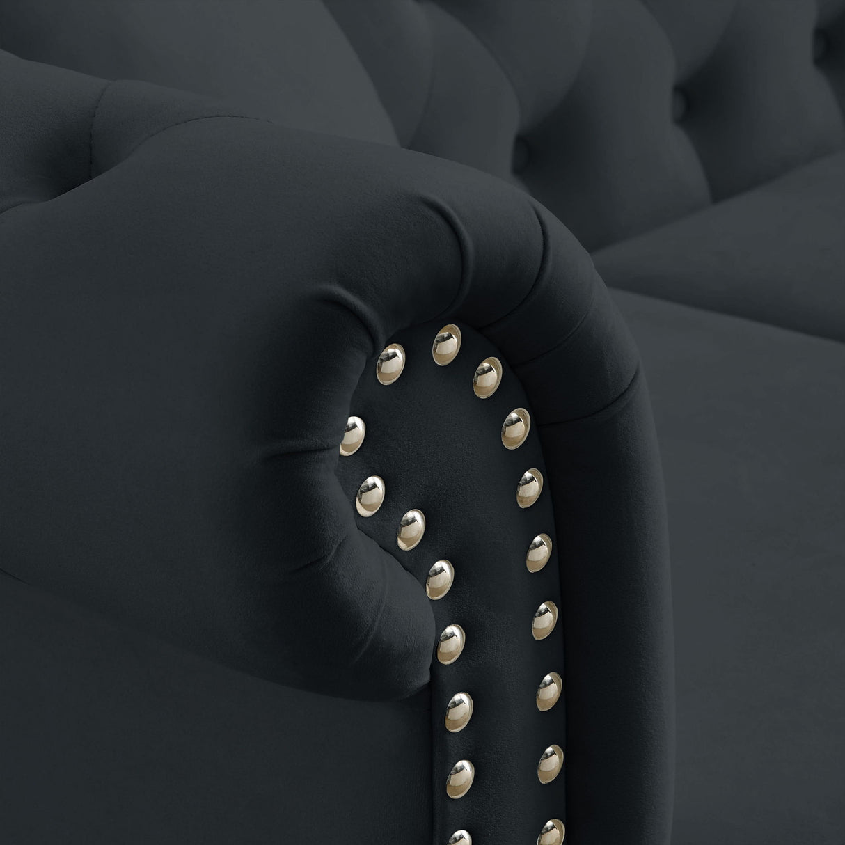 Chesterfield Sofa With Rolled Arms And Nailhead Trim