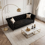 3 Person Sofa With Deep Seat, Tufted Backrest