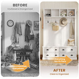 Hall Tree With 4 Drawers, Coat Rack With 6 Hooks