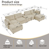 Oversized Modular Sectional Sofa With Multi Functional Console
