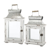 Wooden Candle Lantern Decorative, Hurricane Lantern Holder Decor For Indoor Outdoor, Home Garden Wedding - White - Lanterns - Alpine Outlets
