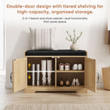Entryway Shoe Bench With Double Doors