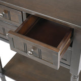 Narrow Console Table With 3 Storage Drawers And Bottom Shelf - Brown