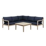 Linon Svana 4-Piece Navy/White Wash Fabric/Wood Outdoor Conversation Set