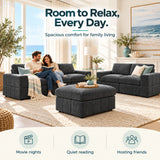 Oversized Modular Sectional Sofa Set With Loveseat & Ottoman, 6 Piece Living Room Furniture - Dark Gray
