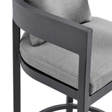 Menorca - Outdoor Patio Counter Height Bar Stool In Aluminum With Gray Cushions