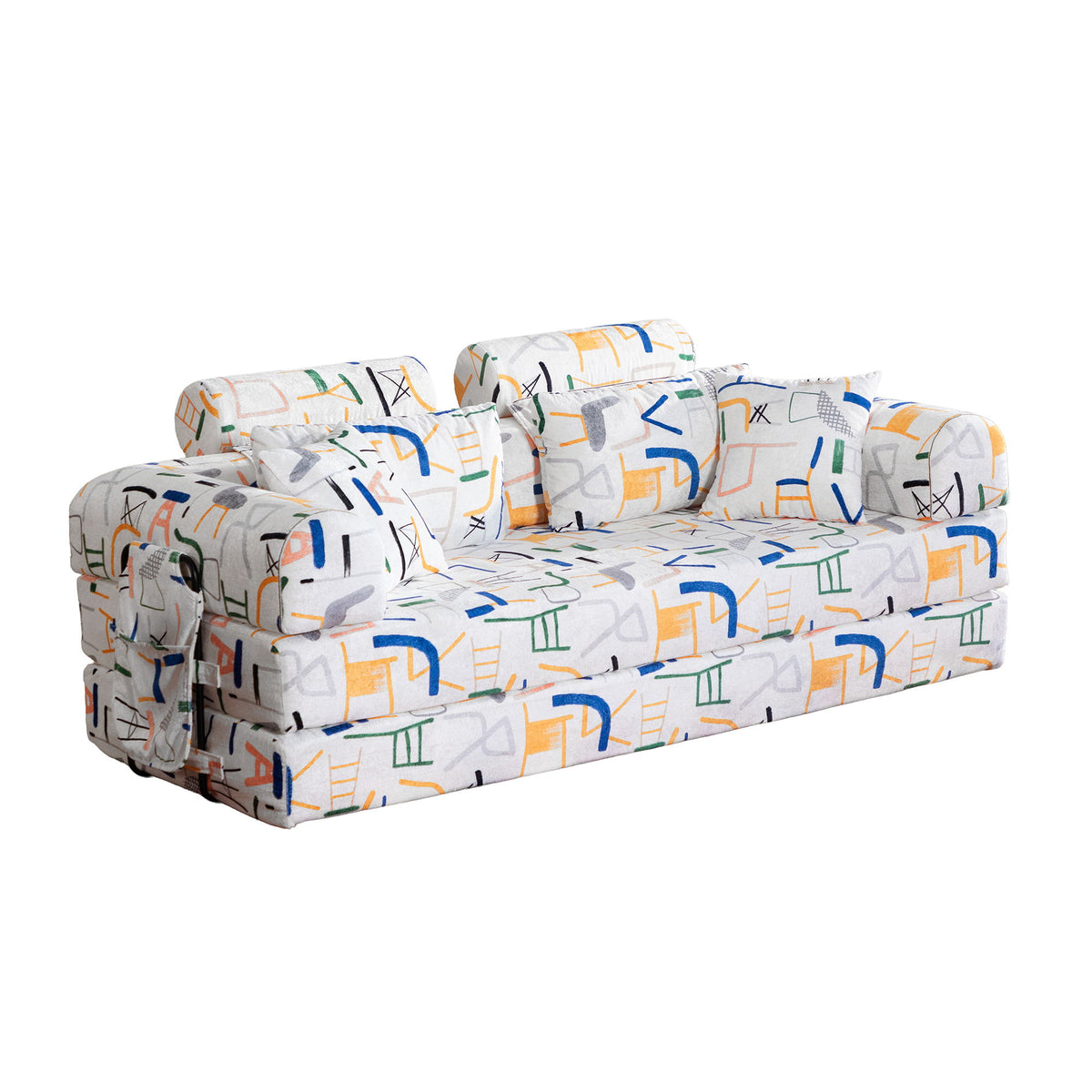 Convertible Sleeper Sofa Bed, Foldable Multi Functional Couch For Living Room - White