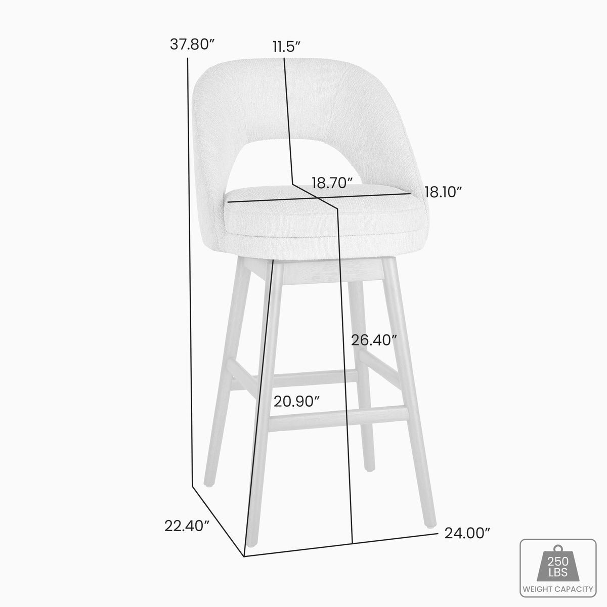 Adrian - 26" Counter Height Swivel Barstool - Morning Fog / Gray