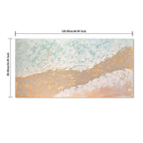 Neutral Beach Landscape Canvas Wall Art, Hand Painted Thick Textured Painting, Decor For Living Room - Beige / Blue