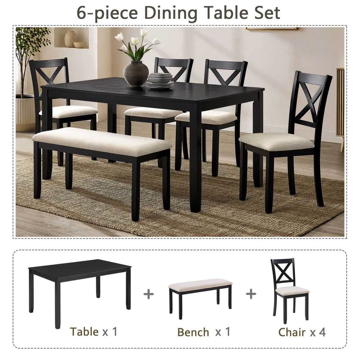 Kitchen Dining Set, Rectangular Dining Table