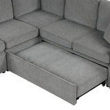 Convertible U-Shaped Sectional Sofa With Pull-Out Bed