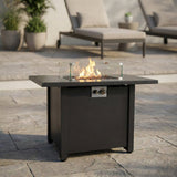 Fire Pit Table Outdoor Backyard Heater Steel 30x25in Dark Gray