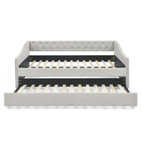 Upholstered Tufted Daybed With Drawers, Waved Arms